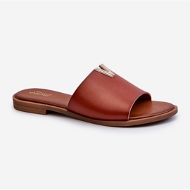 Damen-Flip-Flops aus Öko-Leder mit flachem Absatz, Braun Maliha 1