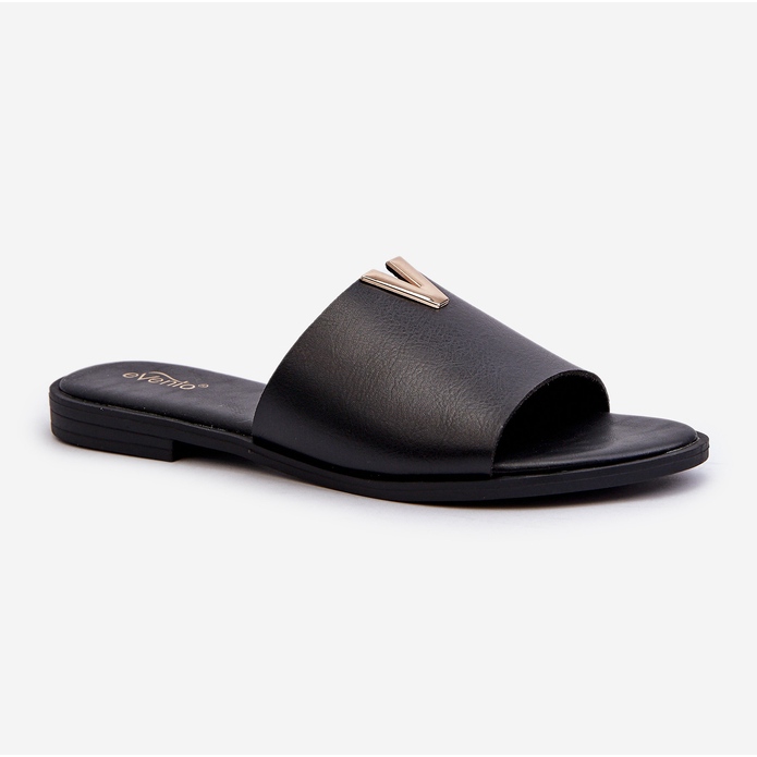 Damen-Flip-Flops aus Öko-Leder mit flachem Absatz, Schwarz Maliha 1