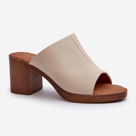 Elegante, leichte Damen-Slipper mit hohem Absatz, Beige Varnila braun 1