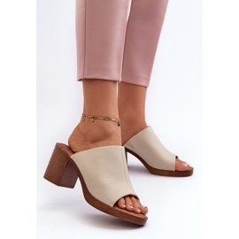 Elegante, leichte Damen-Slipper mit hohem Absatz, Beige Varnila braun 3