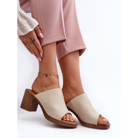 Elegante, leichte Damen-Slipper mit hohem Absatz, Beige Varnila braun 7
