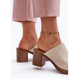 Elegante, leichte Damen-Slipper mit hohem Absatz, Beige Varnila braun 5