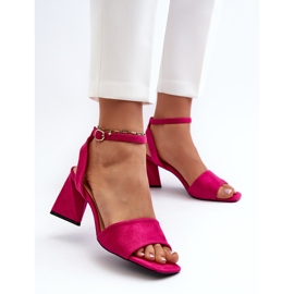 Vinceza Damen-Sandalen mit hohem Absatz aus Öko-Wildleder in Fuchsia Upttima rosa 5