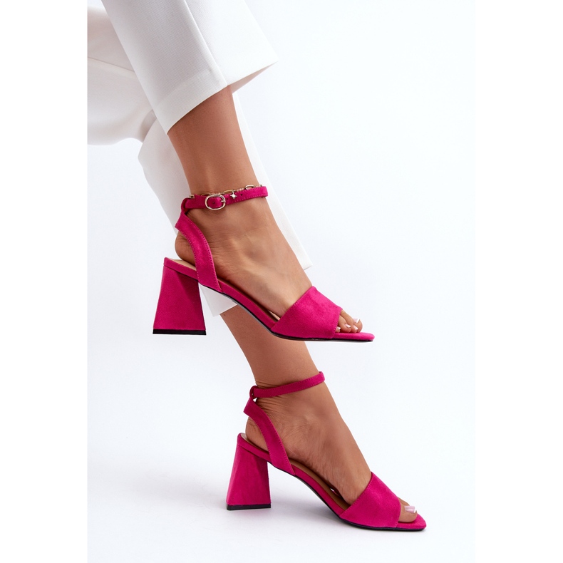 Vinceza Damen-Sandalen mit hohem Absatz aus Öko-Wildleder in Fuchsia Upttima rosa 1