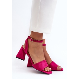 Vinceza Damen-Sandalen mit hohem Absatz aus Öko-Wildleder in Fuchsia Upttima rosa 4