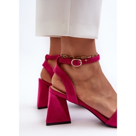 Vinceza Damen-Sandalen mit hohem Absatz aus Öko-Wildleder in Fuchsia Upttima rosa 2