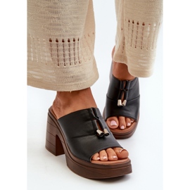 Vinceza Damen-Flip-Flops aus Öko-Leder mit Plateau und Block, Schwarz Dafira 2