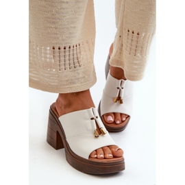 Vinceza Damen-Flip-Flops aus Öko-Leder mit Plateau und Block, weiße Dafira 2