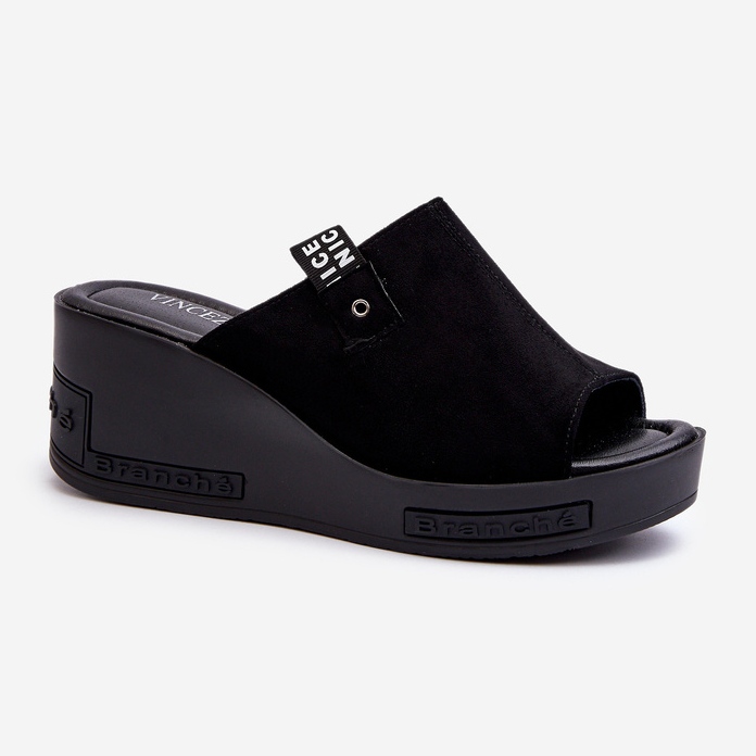 Vinceza Schwarze Vleni Wedge-Flip-Flops für Damen 1