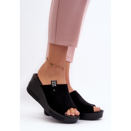 Vinceza Schwarze Vleni Wedge-Flip-Flops für Damen 2