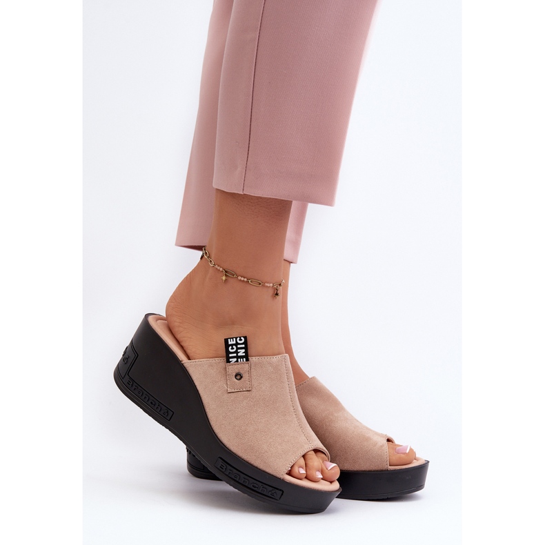 Vinceza Beige Vleni Damen-Flip-Flops mit Keilabsatz 2