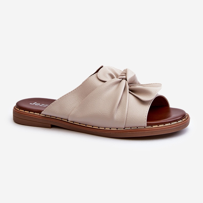 Damen-Flip-Flops mit flachem Absatz Beige Nelvira 1