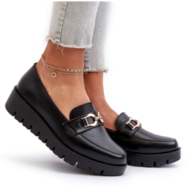 Evento Damen-Mokassins auf Plateau mit Verzierung, Schwarz 4