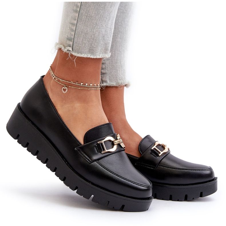 Evento Damen-Mokassins auf Plateau mit Verzierung, Schwarz 4