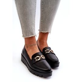 Evento Damen-Mokassins auf Plateau mit Verzierung, Schwarz 2