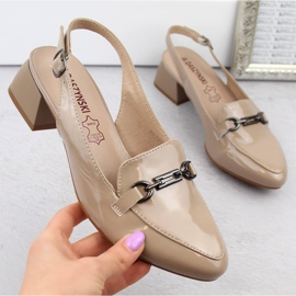 M. DASZYŃSKI Lack-Damensandalen mit hohen Absätzen, beige M.Daszyński MR23112-4 1