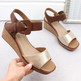 Damen-Keilsandalen mit goldener Schnalle Sergio Leone SK302 1