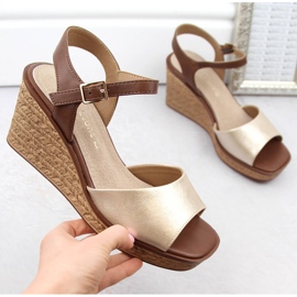 Goldene Damen-Keilsandalen Sergio Leone SK229 1