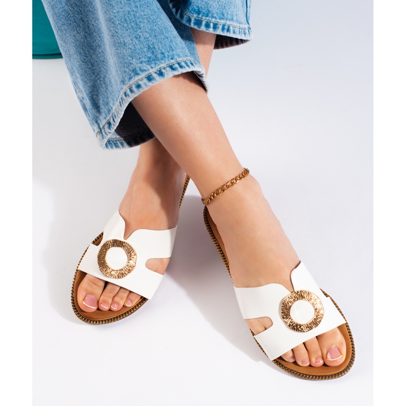 Weiße flache Damen-Flip-Flops 2