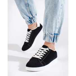 Schwarze Wildleder-Sneaker für Damen 4
