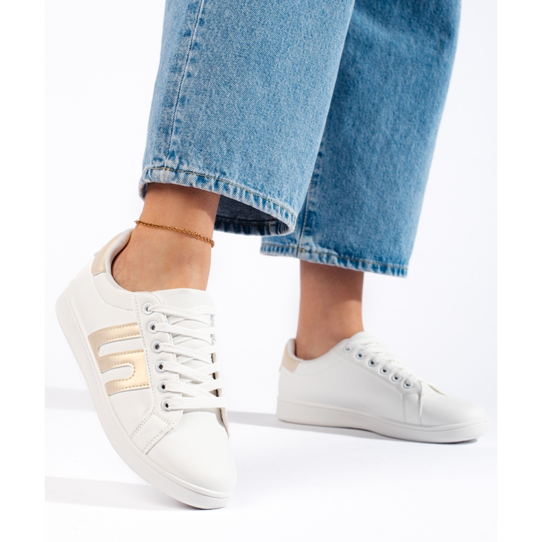 Weiß-goldene Damen-Sneaker 1