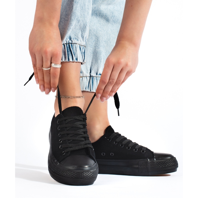 Schwarze Plateau-Sneaker für Damen 1