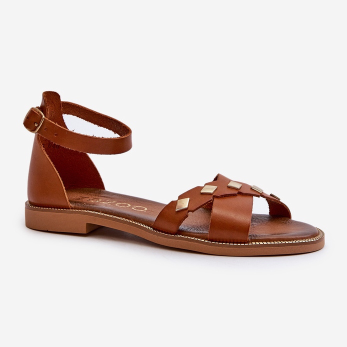 Zazoo 40378 Flache Damen-Ledersandalen, Braun 2