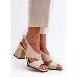 S.Barski Damensandalen mit hohem Absatz Beige D&amp;A MR38-153 2