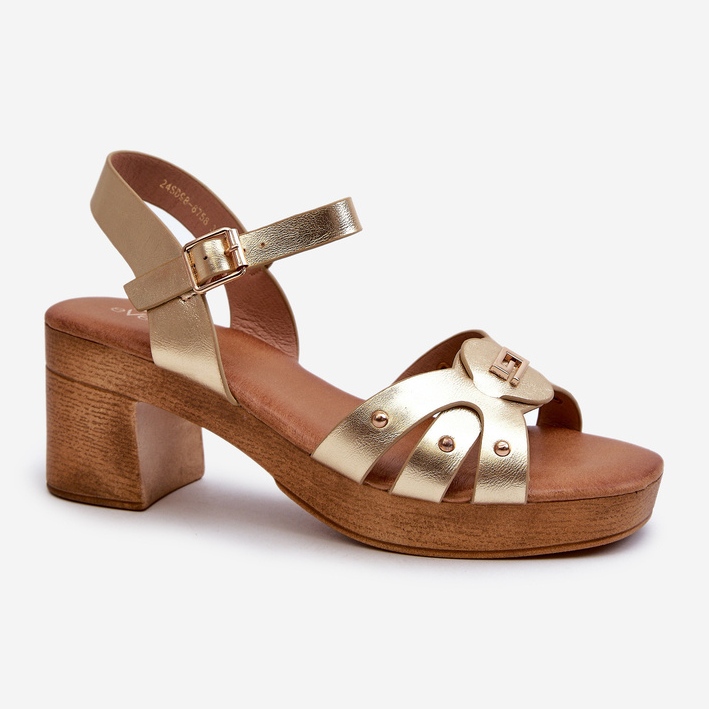 Damen-Sandalen mit hohem Absatz aus Öko-Leder, Golden Assames 1