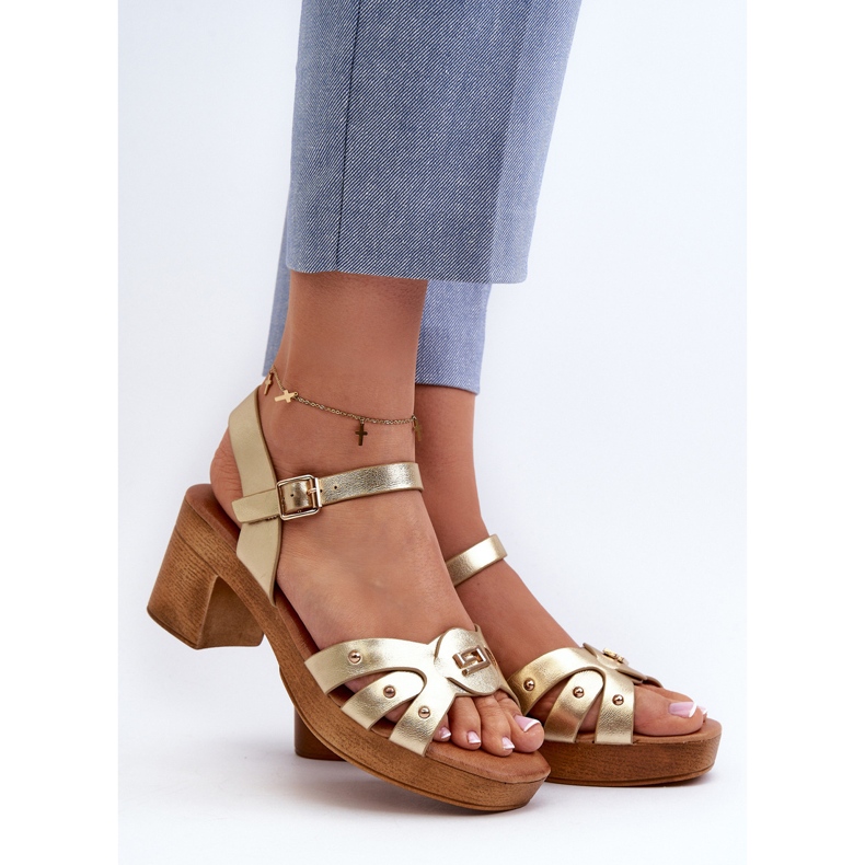 Damen-Sandalen mit hohem Absatz aus Öko-Leder, Golden Assames 2