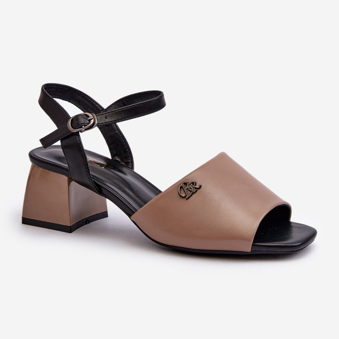 Vinceza Elegante Damensandalen aus Öko-Leder auf Block, Beige Vattima 1