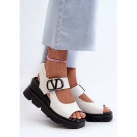 Vinceza Damen-Keil- und Plateausandalen aus Öko-Leder, Weiß Triaola 2