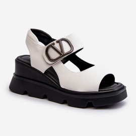 Vinceza Damen-Keil- und Plateausandalen aus Öko-Leder, Weiß Triaola 1