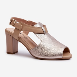 Jezzi Damen-Sandalen mit hohem Absatz aus Öko-Leder, Gold Queenmarie golden 1