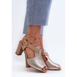 Jezzi Damen-Sandalen mit hohem Absatz aus Öko-Leder, Gold Queenmarie golden 2