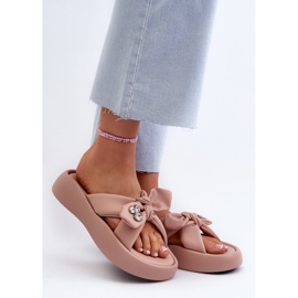 Damen-Leder-Flip-Flops auf der Plattform Pink GOE NN2N4109 rosa 2