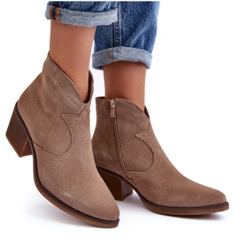 S.Barski Wildleder-Cowboystiefel mit Reißverschluss D&amp;A SN622-29 Dunkelbeige 4