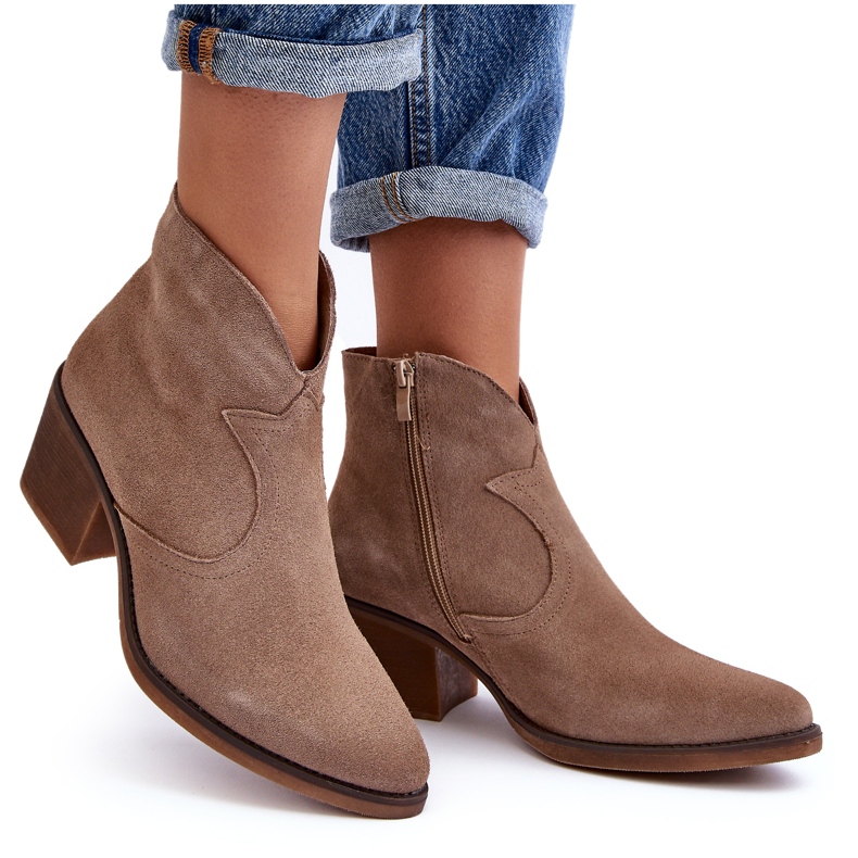 S.Barski Wildleder-Cowboystiefel mit Reißverschluss D&amp;A SN622-29 Dunkelbeige 4