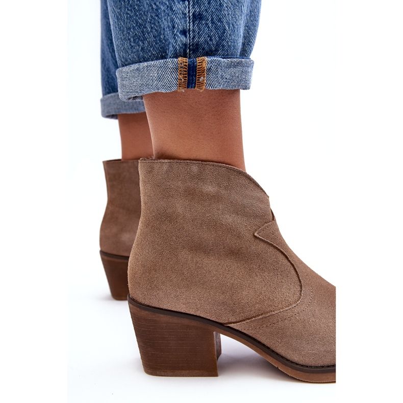 S.Barski Wildleder-Cowboystiefel mit Reißverschluss D&amp;A SN622-29 Dunkelbeige 3