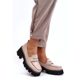 S.Barski Damen-Mokassins aus Leder D&amp;A MR870-32 Beige 1