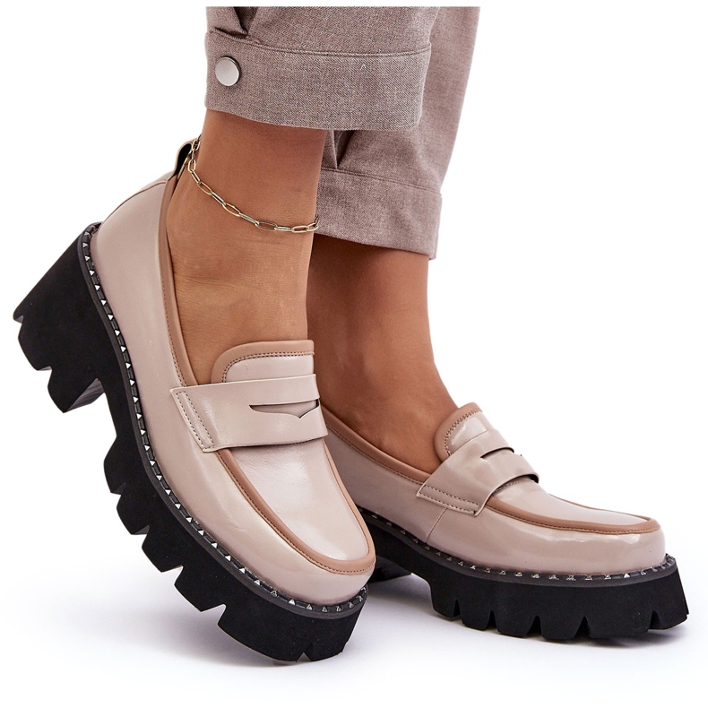 S.Barski Damen-Mokassins aus Leder D&amp;A MR870-32 Beige 4