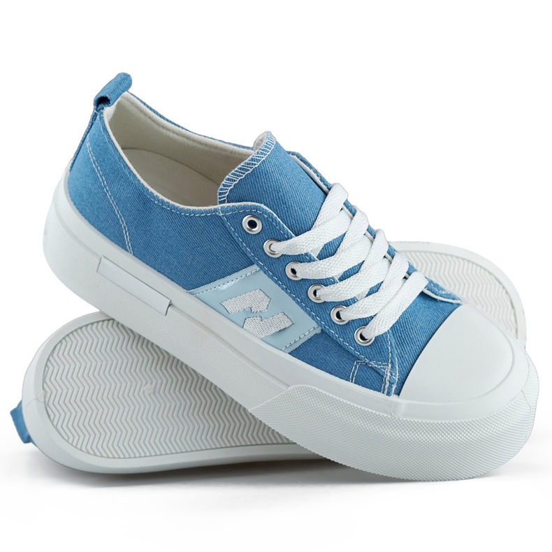 Modische Damen-Jeans-Sneaker mit dicker Plateausohle blau 1