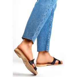 Schwarze Damenhausschuhe aus Naturleder 1