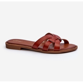 Damen-Flip-Flops mit flachem Absatz aus braunem Öko-Leder von Rosalini 1