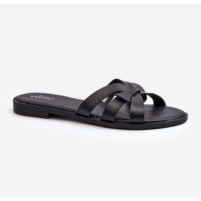 Flache Damen-Flip-Flops aus Öko-Leder, Schwarz Rosalini 1