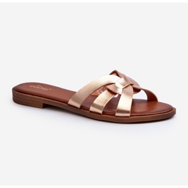 Damen-Flip-Flops mit flachem Absatz aus Öko-Leder, Golden Rosalini 1