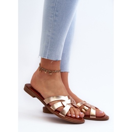 Damen-Flip-Flops mit flachem Absatz aus Öko-Leder, Golden Rosalini 2