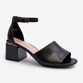 Vinceza Damen-Sandalen mit hohem Absatz aus Öko-Leder, Schwarz Horissa 1