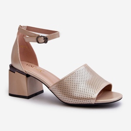 Vinceza Damen-Sandalen mit hohem Absatz aus Öko-Leder, Gold Horissa beige 2