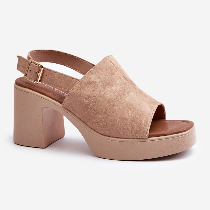 Vinceza Damensandalen aus Öko-Wildleder mit Plateau und hohem Absatz, Beige Vatle 1